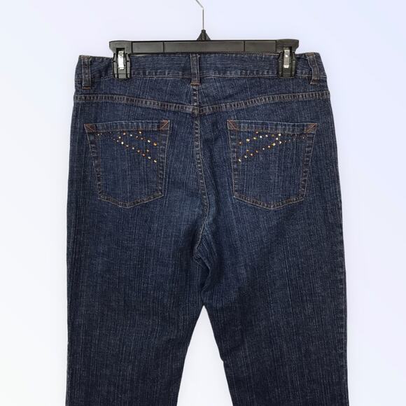 Nordstrom Rhinestone Amber Embellished Straight Leg Jeans Size 10 - Picture 3 of 7